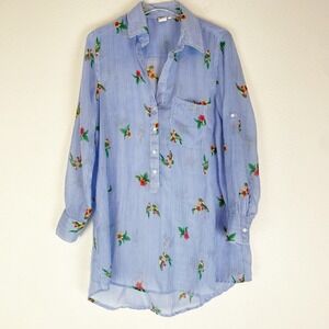 Violet Sky Top Womens Medium Popover Tunic Preppy Coastal Beachy Resort Stripe M